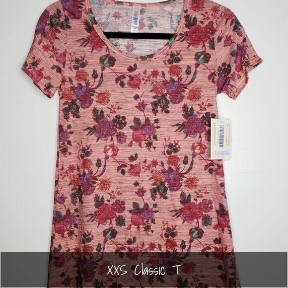 LuLaRoe Classic Tee XXS Pink Floral NEW - Picture 1 of 1